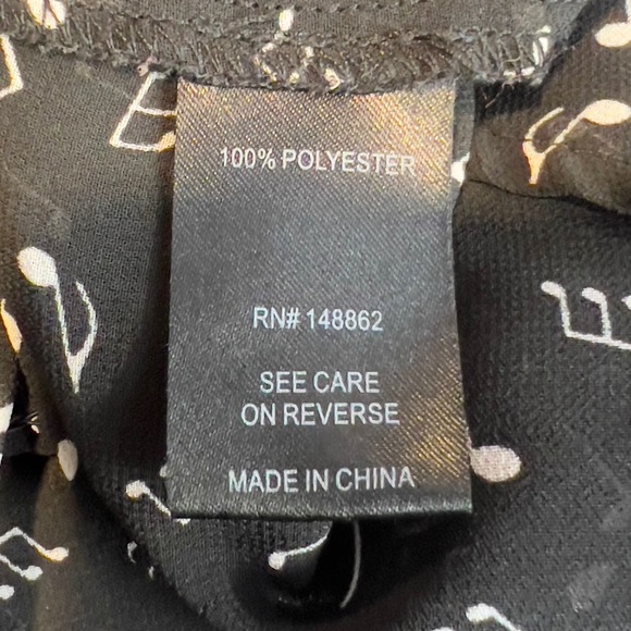 Torrid Music Note Chiffon Top Black White Size 4X Smocked Short Sleeve Blouse - Picture 10 of 12